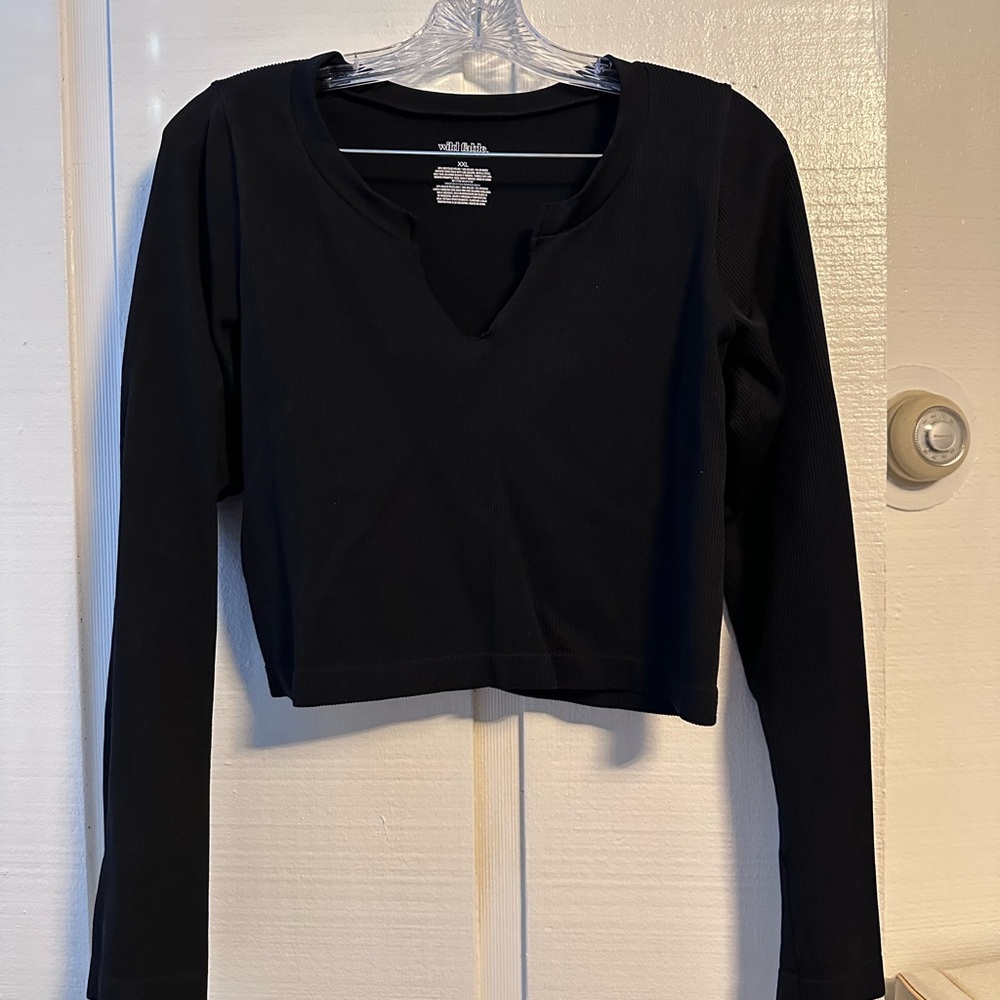 Wild Fable Black Long Sleeve Crop Top